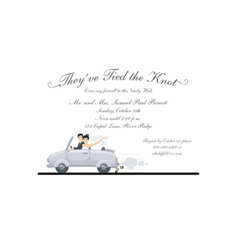 GET AWAY CAR AND COUPLE CUSTOM INVITATION