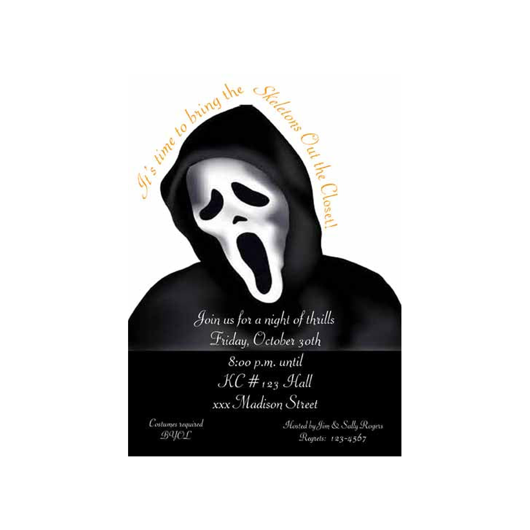 GHOST FACE MOVIE CHARACTER CUSTOM INVITATION