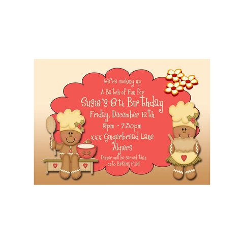 GINGERBREAD BOY AND GIRL BAKING CUSTOM INVITATION