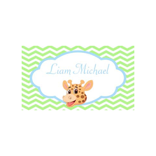 GIRAFFE HEAD CHEVRON BACKGROUND PERSONALIZED GIFT OR CALLING CARDS