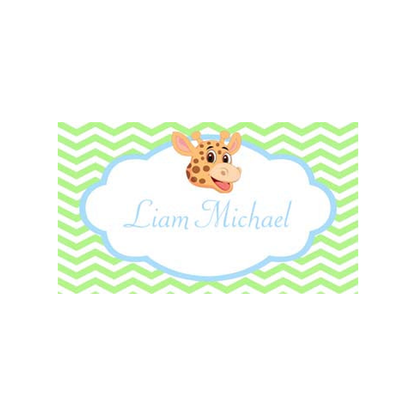GIRAFFE HEAD CHEVRON BACKGROUND PERSONALIZED GIFT OR CALLING CARDS