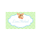 GIRAFFE HEAD CHEVRON BACKGROUND PERSONALIZED GIFT OR CALLING CARDS