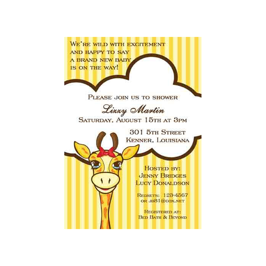 GIRAFFE IN CLOUD CUSTOM INVITATION