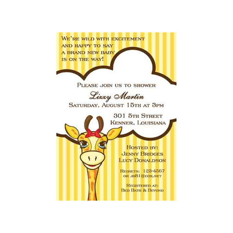 GIRAFFE IN CLOUD CUSTOM INVITATION