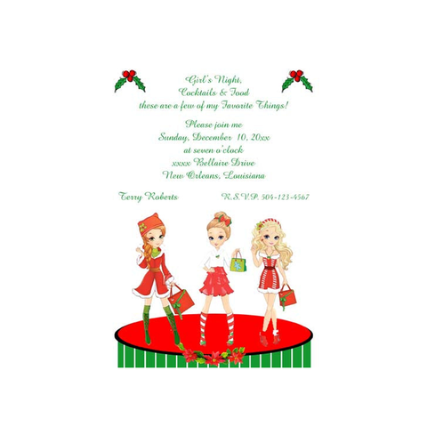 GIRLS IN CHRISTMAS OUTFITS CUSTOM INVITATION