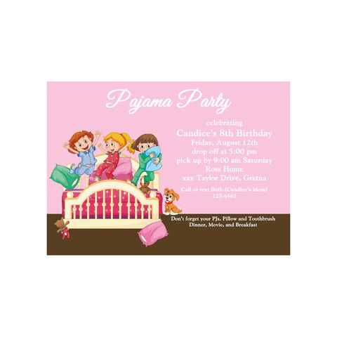GIRLS PILLOW FIGHTING CUSTOM INVITATION