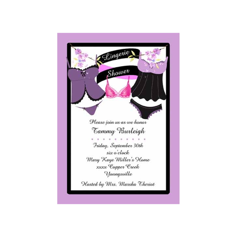 GIRLY LINGERIE CUSTOM INVITATION