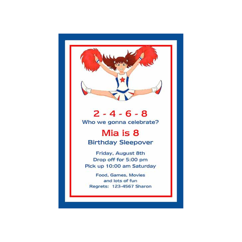 GIRL CHEERLEADER CUSTOM INVITATION