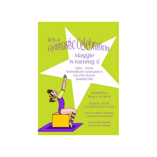 GIRL GYMNASTIC STAR CUSTOM INVITATION