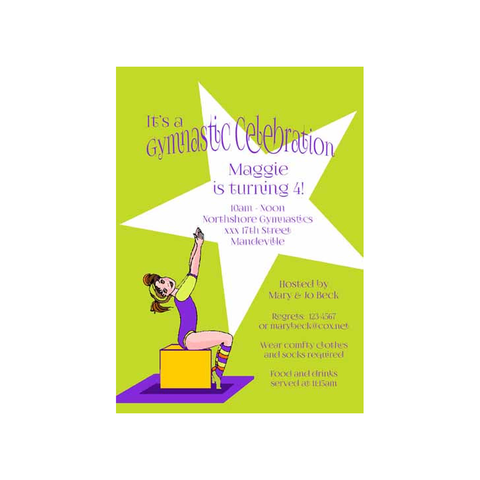 GIRL GYMNASTIC STAR CUSTOM INVITATION