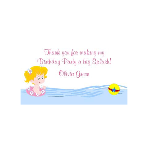 GIRL IN POOL PERSONALIZED GIFT OR CALLING CARDS