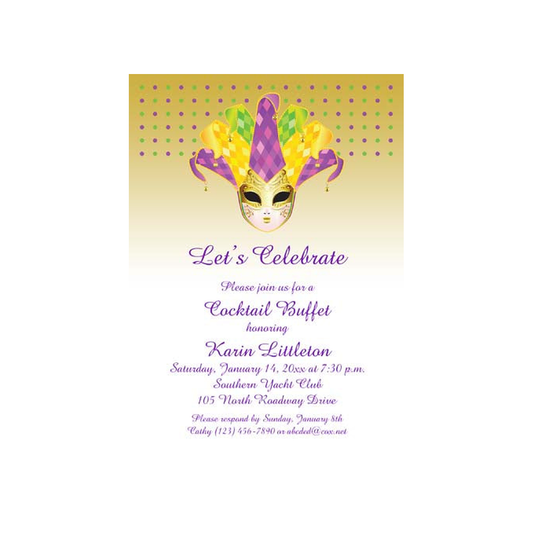 GIRL MASK WITH FEATHERS CUSTOM INVITATION