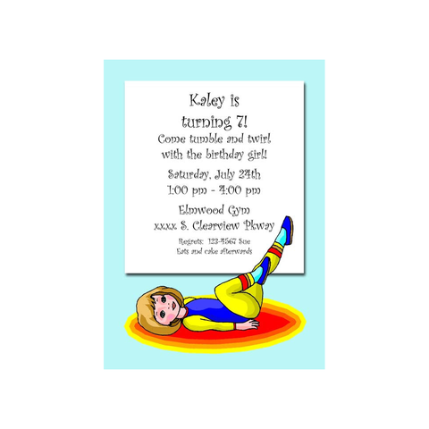GIRL PERFORMING GYMNASTIC POSES CUSTOM INVITATION