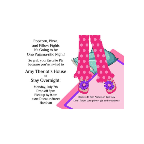 GIRL'S PAJAMA LEGS CUSTOM INVITATION