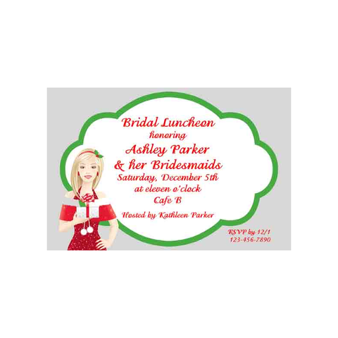 GIRL WITH PRESENT CUSTOM INVITATION