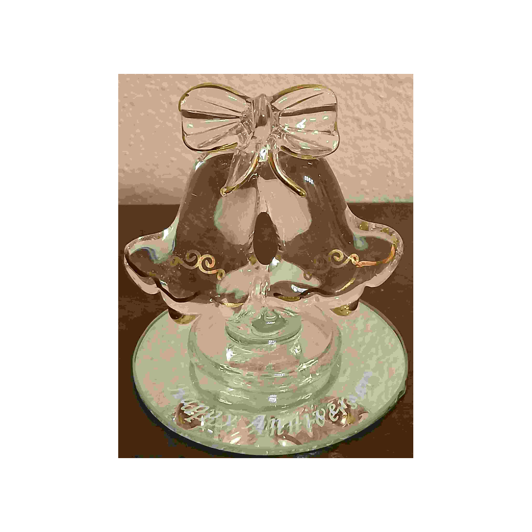 GLASS ANNIVERSARY WEDDING BELLS FIGURINE