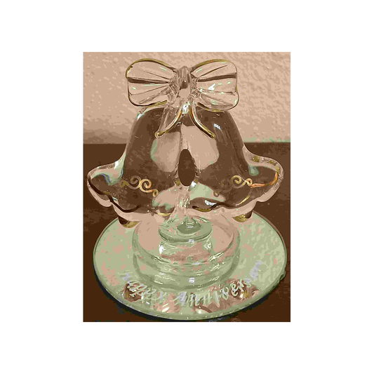 GLASS ANNIVERSARY WEDDING BELLS FIGURINE