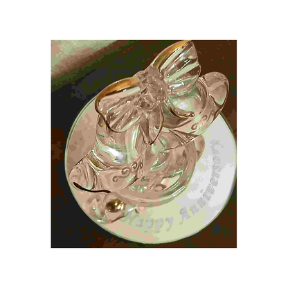 GLASS ANNIVERSARY WEDDING BELLS FIGURINE