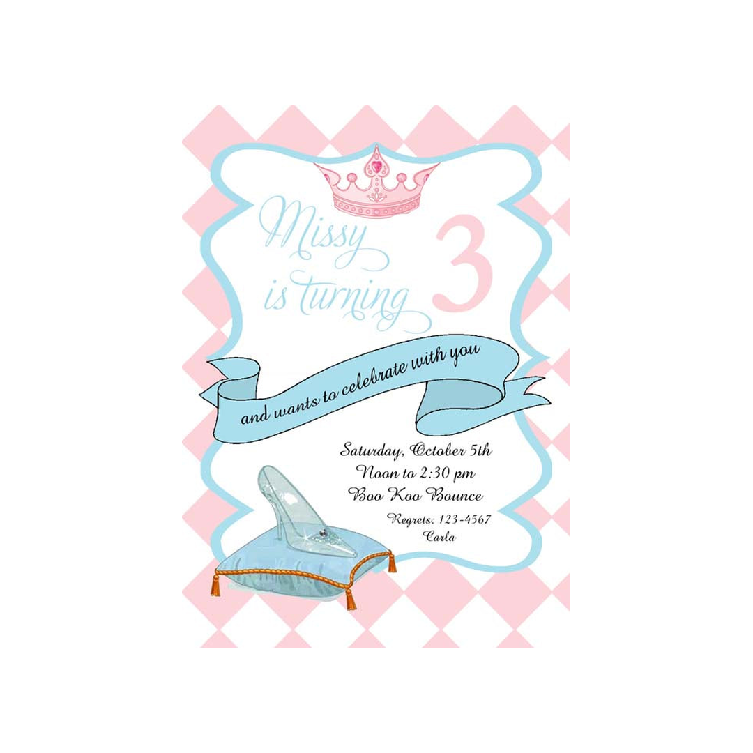 GLASS SLIPPER ON PILLOW CUSTOM INVITATION
