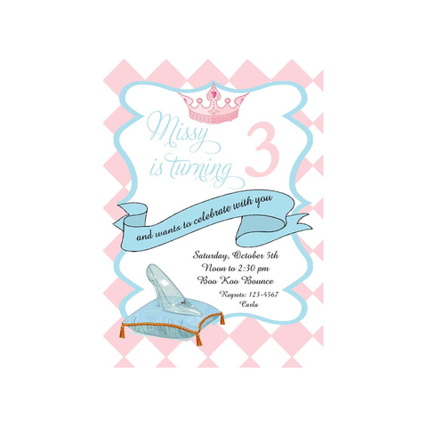 GLASS SLIPPER ON PILLOW CUSTOM INVITATION
