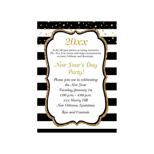 GLITTER AND STRIPES CUSTOM INVITATION