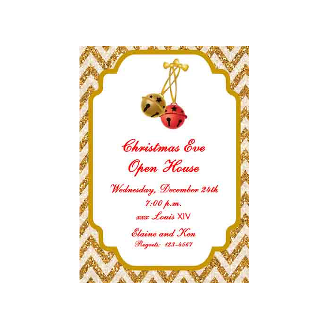 GLITTER CHEVRON JINGLE BELLS CUSTOM INVITATION