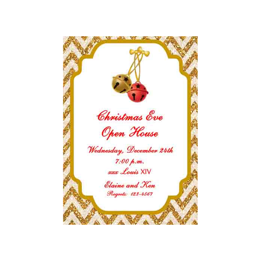 GLITTER CHEVRON JINGLE BELLS CUSTOM INVITATION