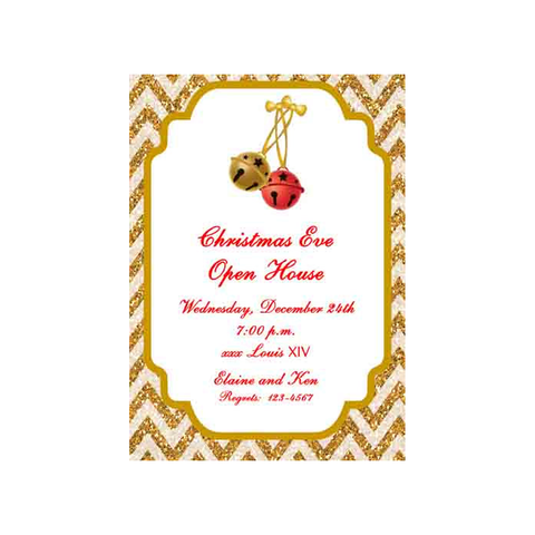 GLITTER CHEVRON JINGLE BELLS CUSTOM INVITATION