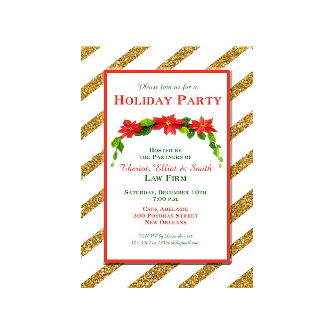 GLITTER POINSETTIA SWAG CUSTOM INVITATION