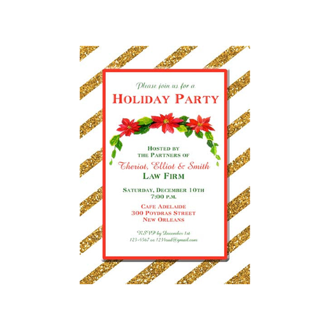 GLITTER POINSETTIA SWAG CUSTOM INVITATION