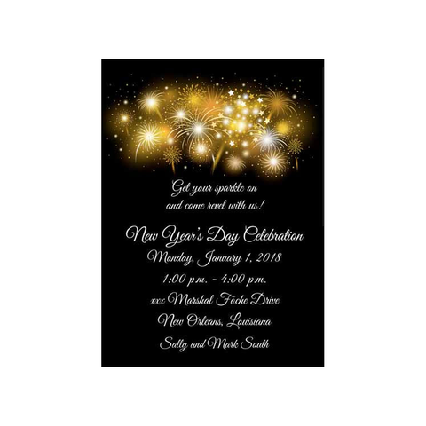 GOLD FIREWORKS CUSTOM INVITATION