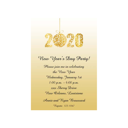 GOLD FLOURISH YEAR CUSTOM INVITATION