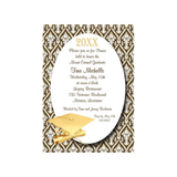GOLD GRADUATION CAP AND FLORAL BACKGROUND CUSTOM INVITATION