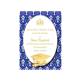 GOLD GRADUATION CAP AND FLORAL BACKGROUND CUSTOM INVITATION