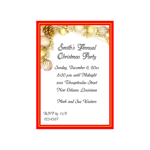 GOLD HANGING ORNAMENTS  CUSTOM INVITATION
