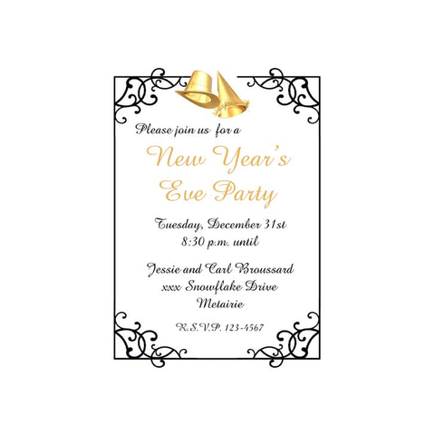 GOLD PARTY HATS AND WROUGHT IRON BORDER CUSTOM INVITATION