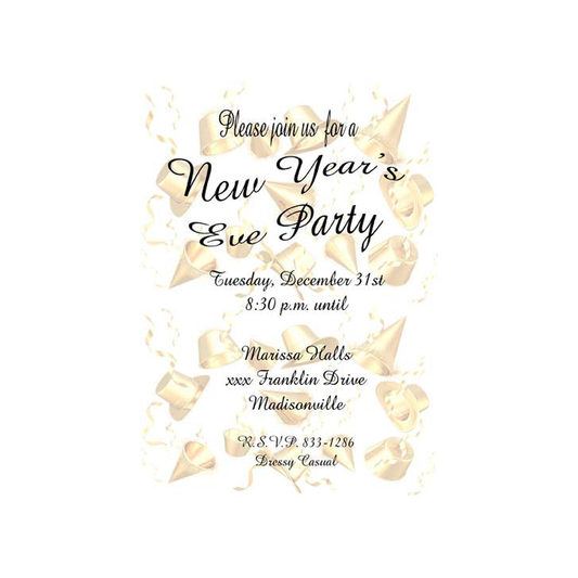 GOLD PARTY HATS CUSTOM INVITATION