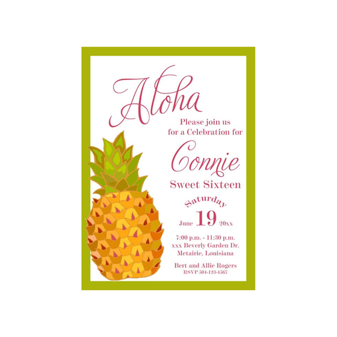 GOLD PINEAPPLE - LUAU CUSTOM INVITATION