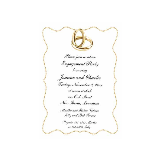 GOLD WEDDING RINGS CUSTOM INVITATION