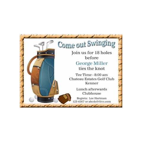 GOLF BAG CUSTOM INVITATION