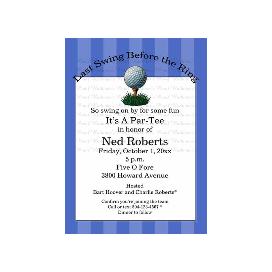 GOLF BALL STRIPES CUSTOM INVITATION