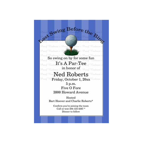GOLF BALL STRIPES CUSTOM INVITATION