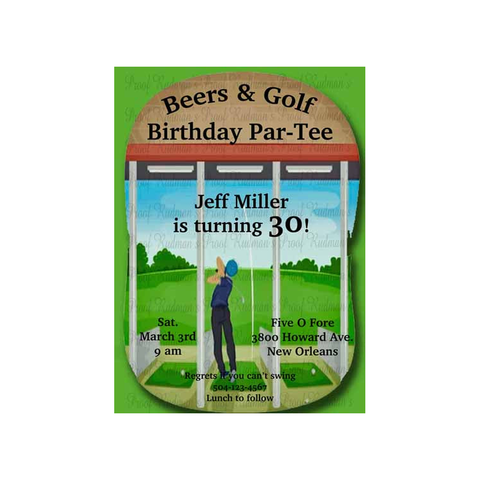 GOLF DRIVING RANGE CUSTOM INVITATION