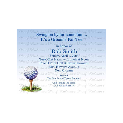 GOLF TEE OFF CUSTOM INVITATION