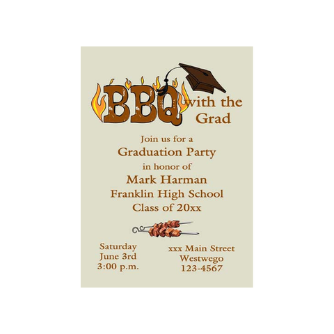 GRADUATION BBQ FLAMES CUSTOM INVITATION