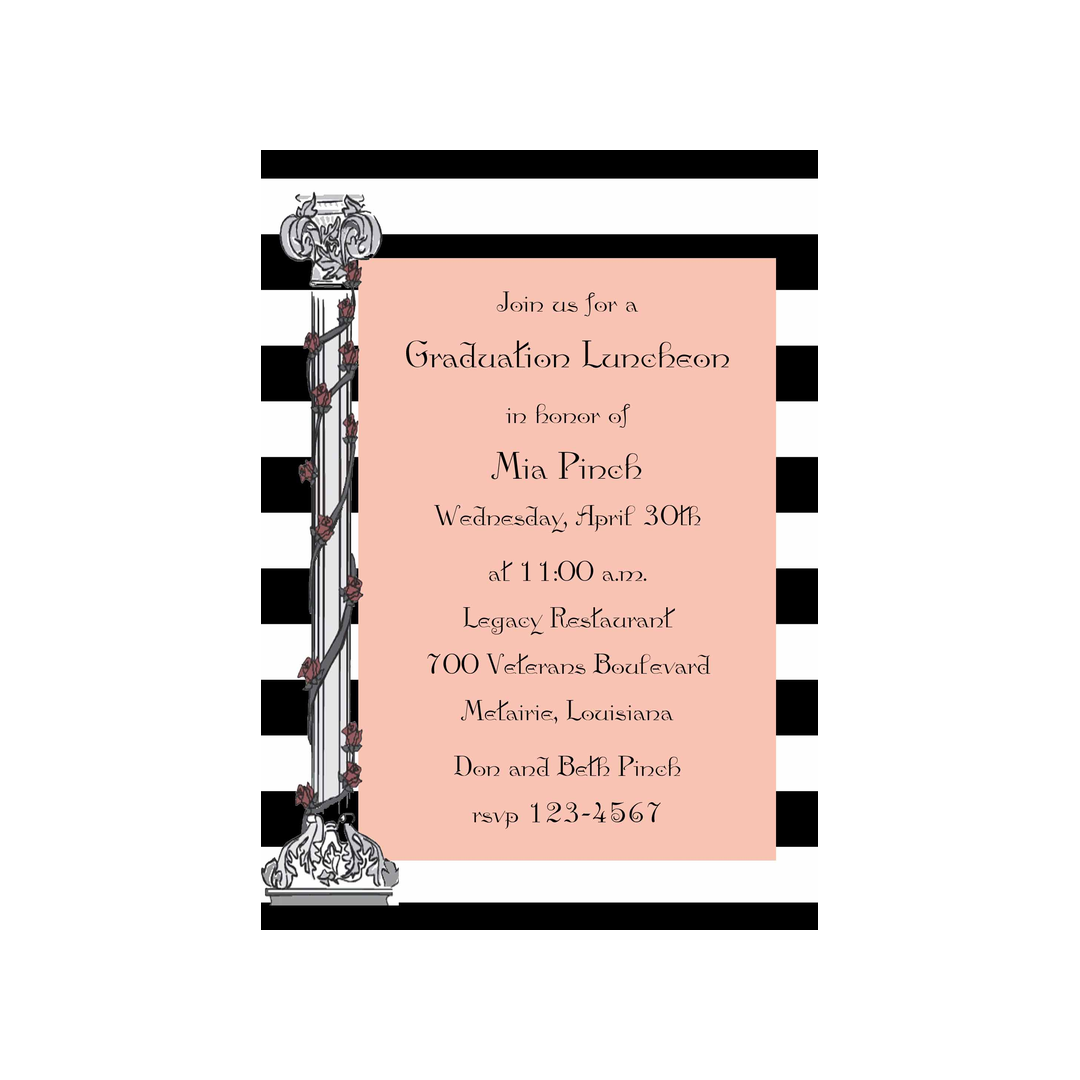 GREEK COLUMNS GRADUATION CUSTOM INVITATION