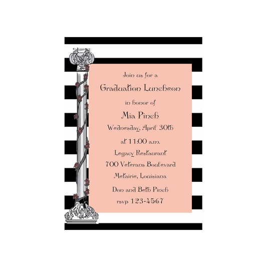 GREEK COLUMNS GRADUATION CUSTOM INVITATION