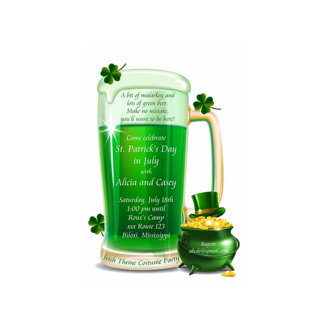 GREEN BEER CUSTOM INVITATION