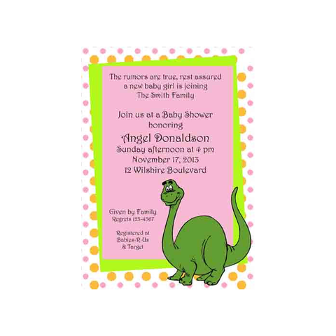 GREEN DINOSAUR CUSTOM INVITATION