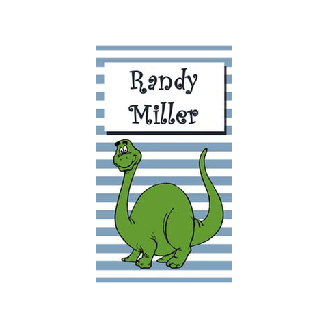 GREEN DINO AND STRIPES PERSONALIZED GIFT OR CALLING CARDS